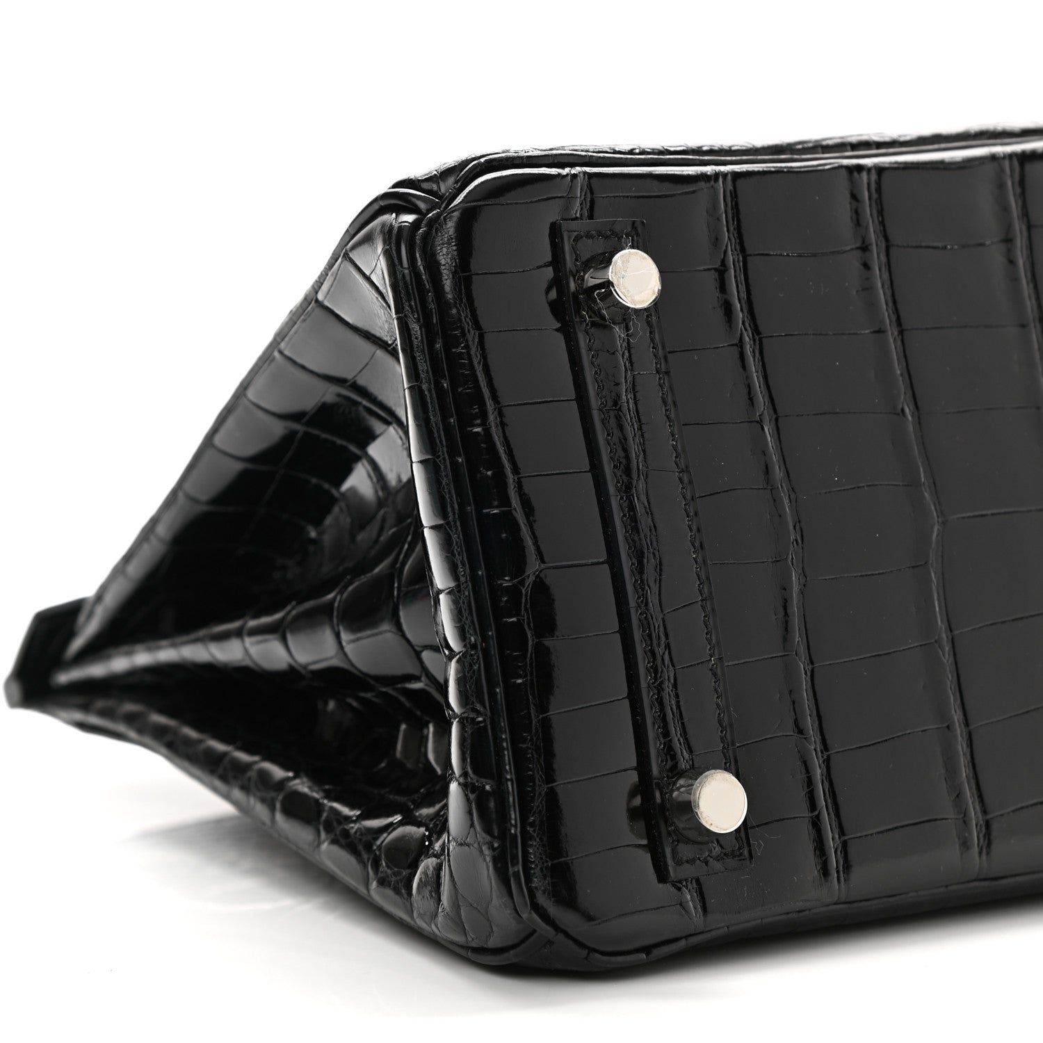 Hermes Shiny Niloticus Crocodile Birkin 25 Black 9 of 14