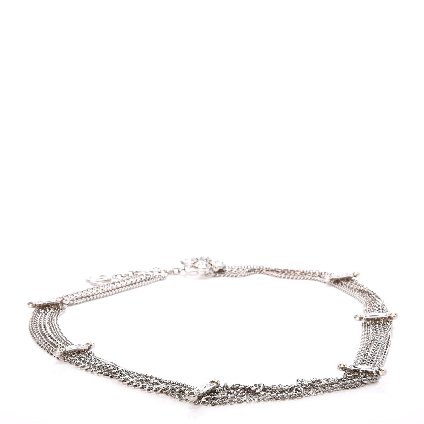 Crystal Multi Strand Chain CC Belt Silver