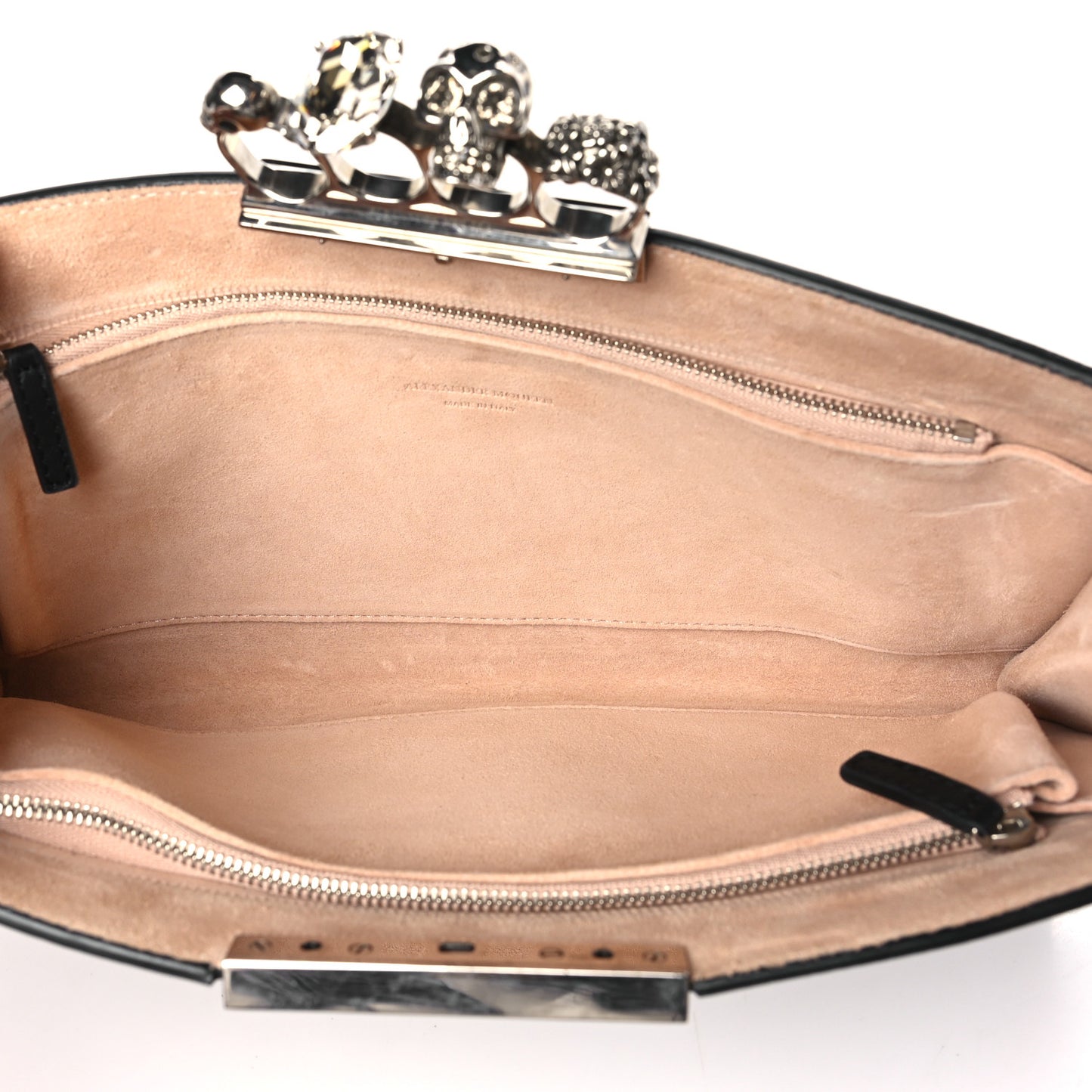 Calfskin Embellished Knuckle Flat Clutch Clutch Black