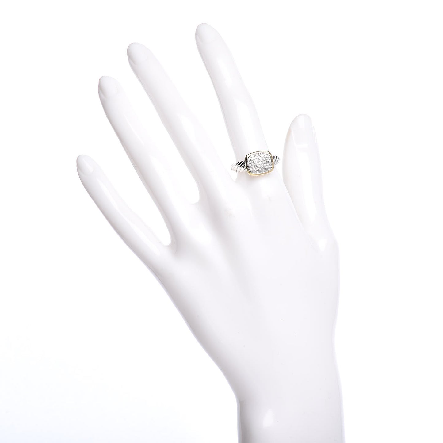Sterling Silver 18K Yellow Gold Diamond 10mm Noblesse Ring 54 7