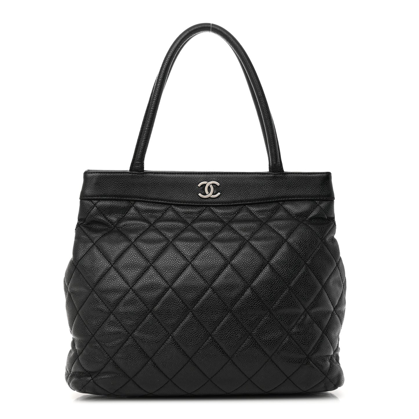 Caviar Quilted CC Shopping Tote Black