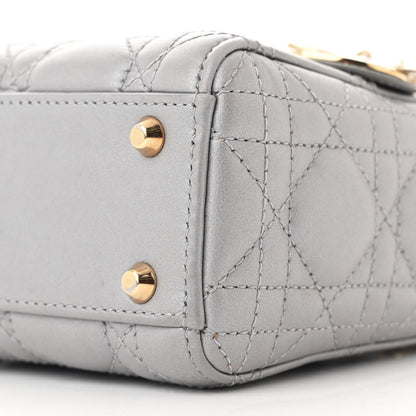 Christian Dior Metallic Lambskin Cannage Mini Lady Dior Grey 10 of 10