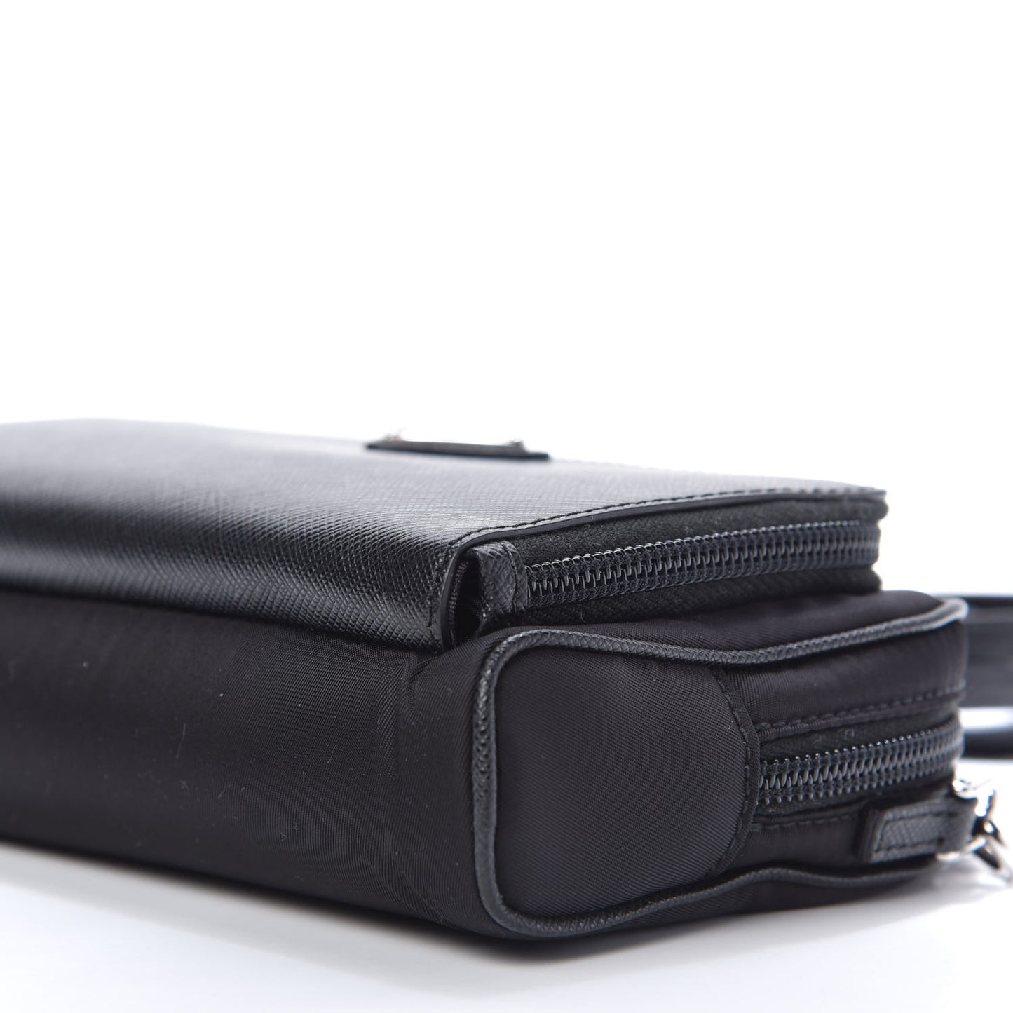 Saffiano Tessuto Nylon Vela Mini Crossbody Bag Black