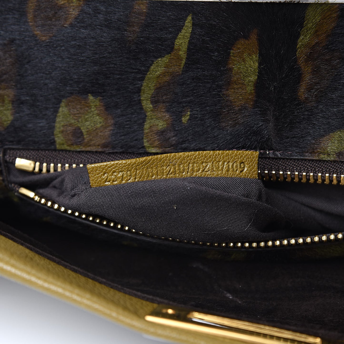 Goatskin Calf Hair Leopard Print Large Peekaboo Iconic Satchel Green