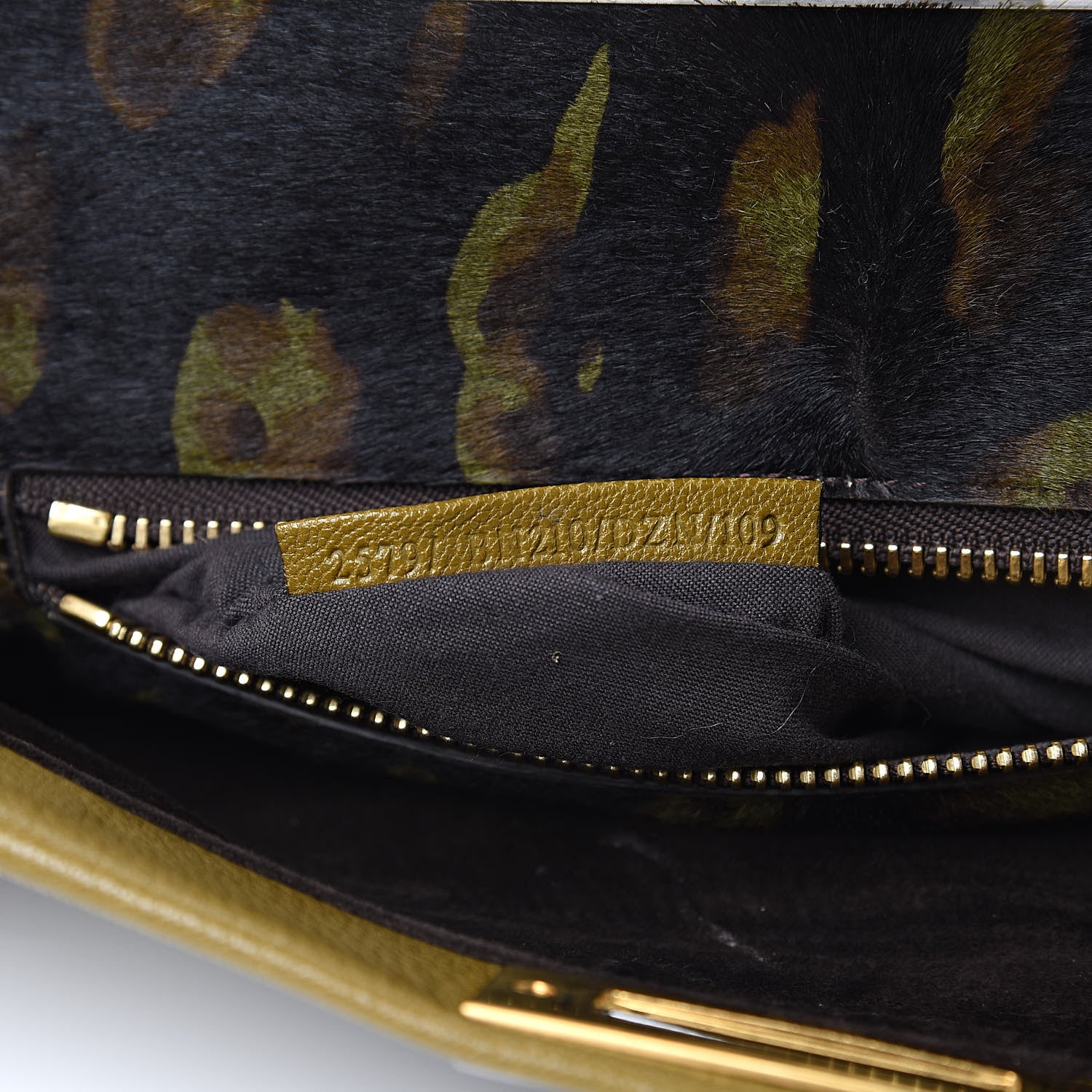 Fendi Goatskin Calf Hair Leopard Print Large Peekaboo Iconic Satchel Green 8 of 15