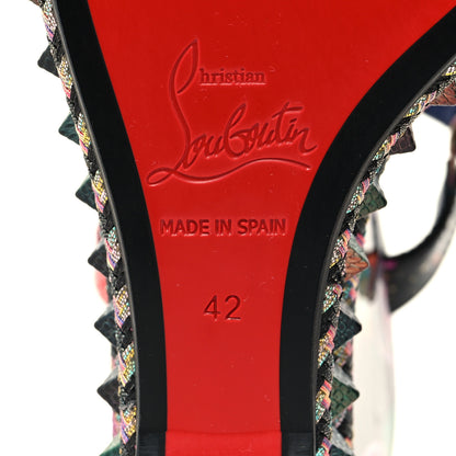 Christian Louboutin Patent Calfskin Lin By The Night Pyraclou 110 Wedge Sandals 42 Black Multicolor 6 of 8