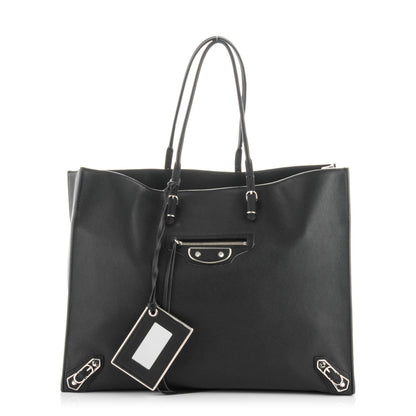 Balenciaga Grained Calfskin Silver Metallic Edge Hardware Papier A4 Tote Black 1 of 7