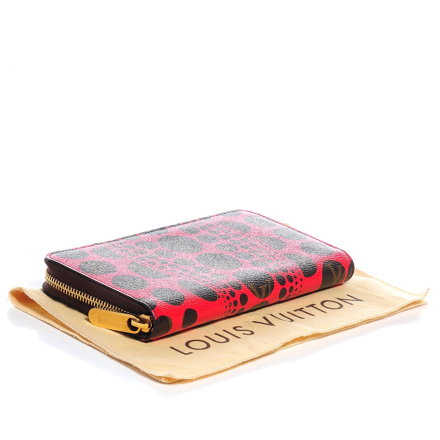 Louis Vuitton Monogram Kusama Pumpkin Dots Zippy Wallet Red 4 of 7