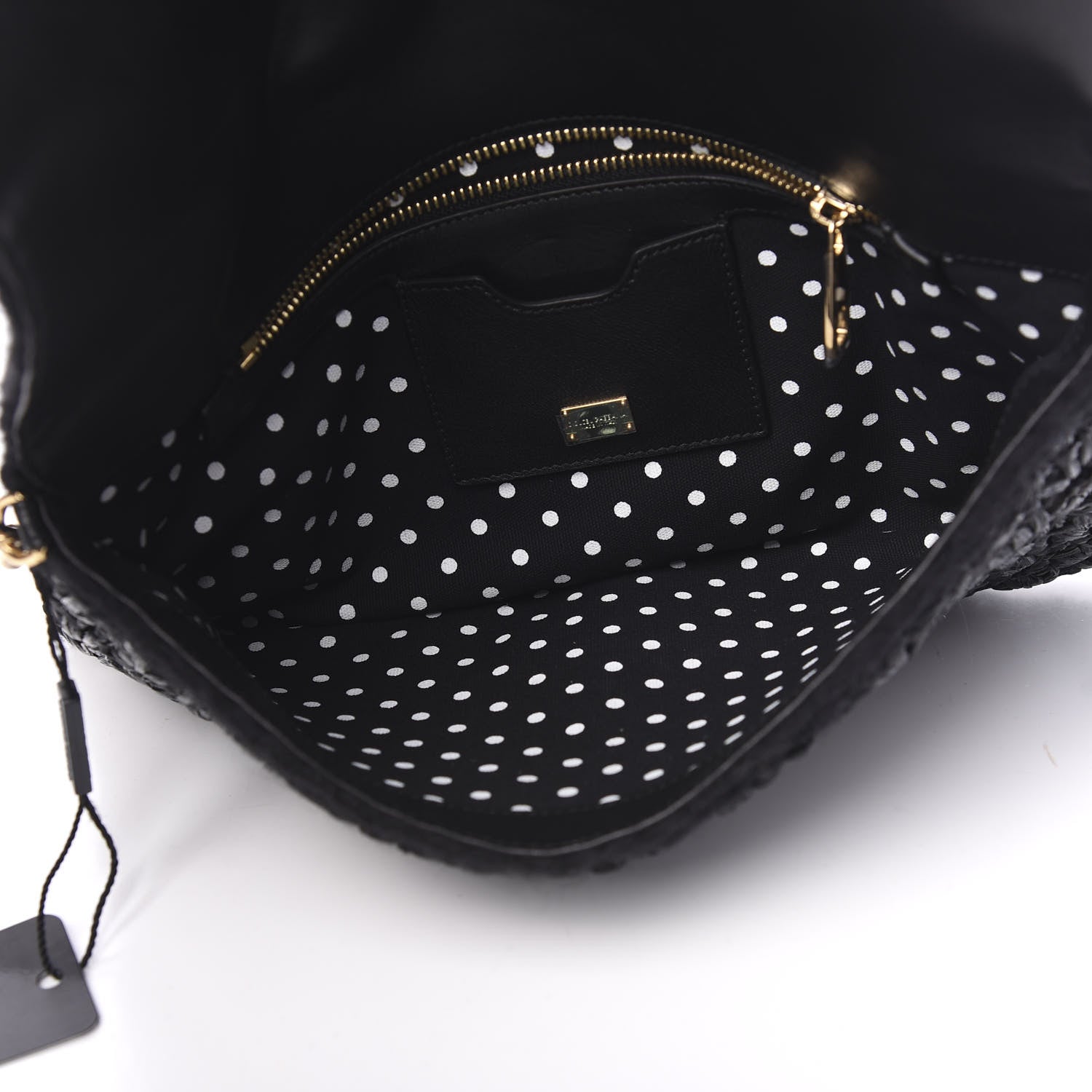 Dolce & Gabbana Woven Raffia Embellished Chain Flap Bag Black Multicolor 6 of 8