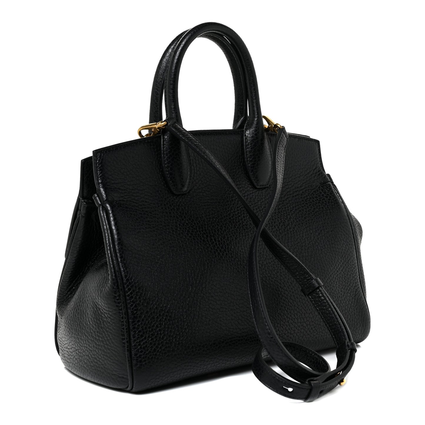 Hammered Calfskin Small Studio Rock Bag Black