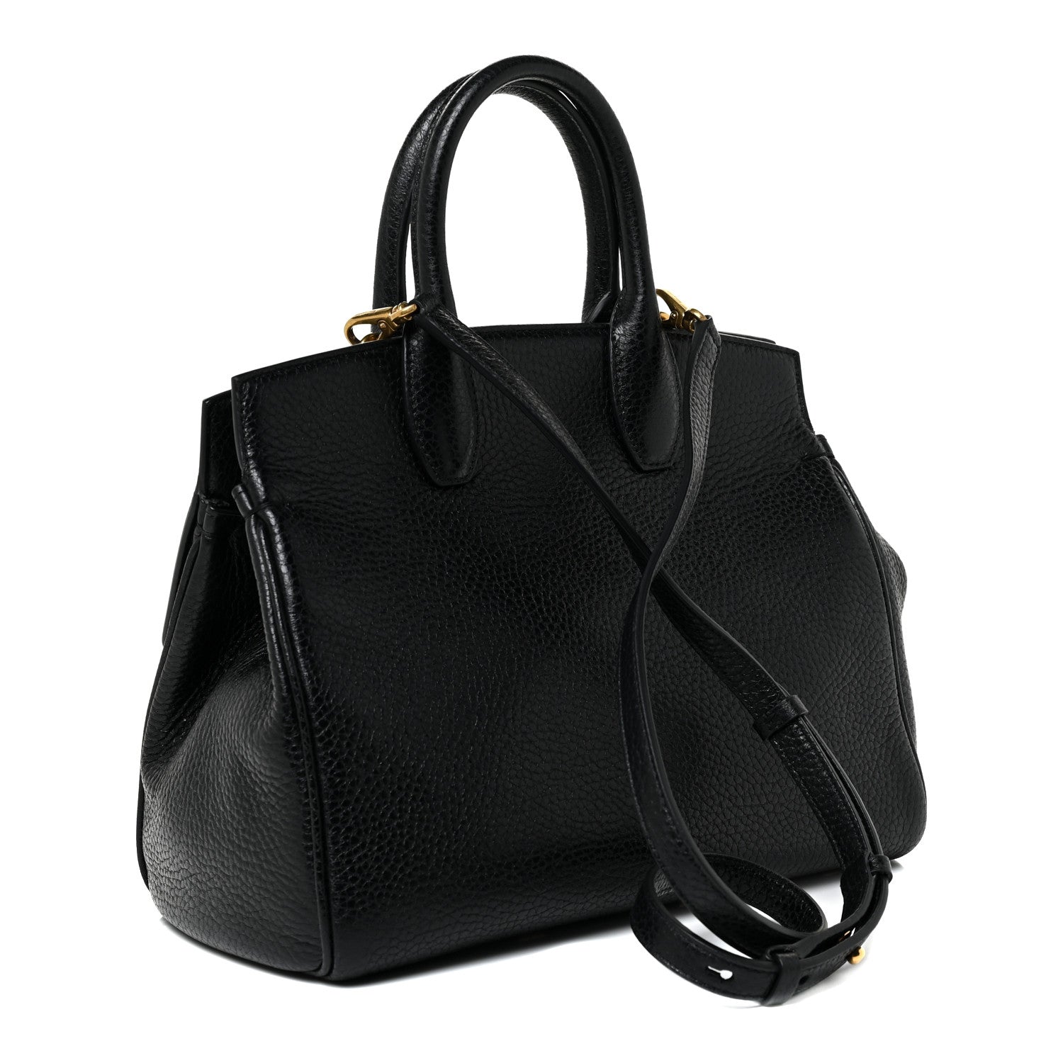 Salvatore Ferragamo Hammered Calfskin Small Studio Rock Bag Black 3 of 15