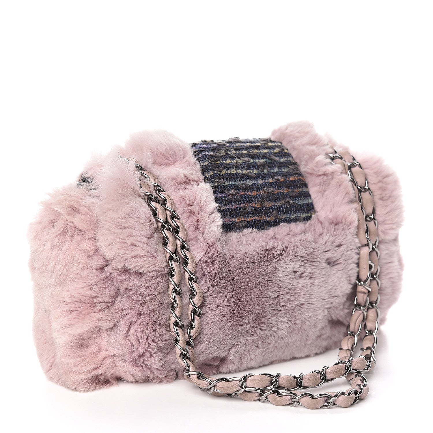 Chanel Rabbit Fur Tweed Lizard Small Fantasy Flap Lilac 3 of 10