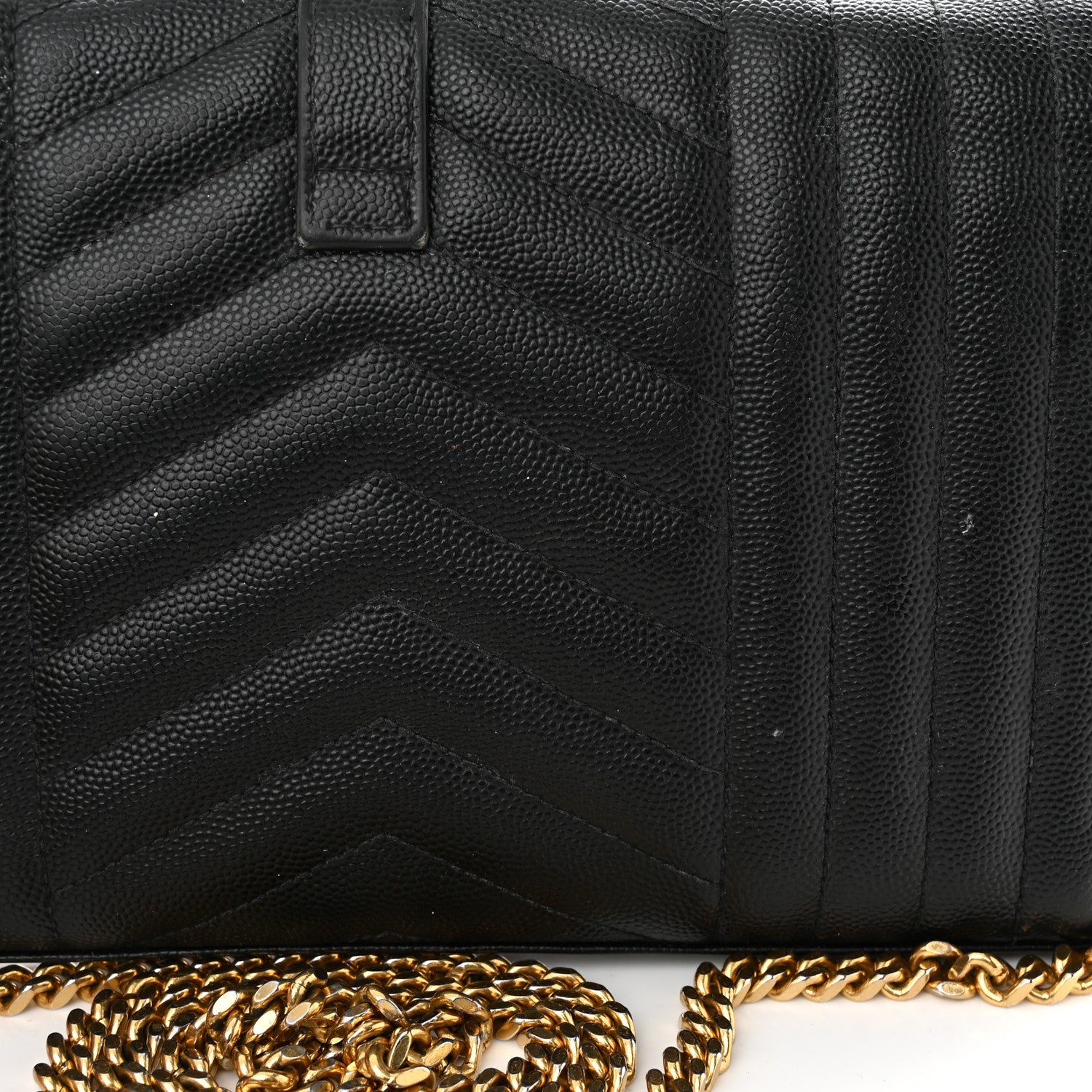 Saint Laurent Grain De Poudre Mixed Matelasse Triquilt Monogram Chain Wallet Black 15 of 16