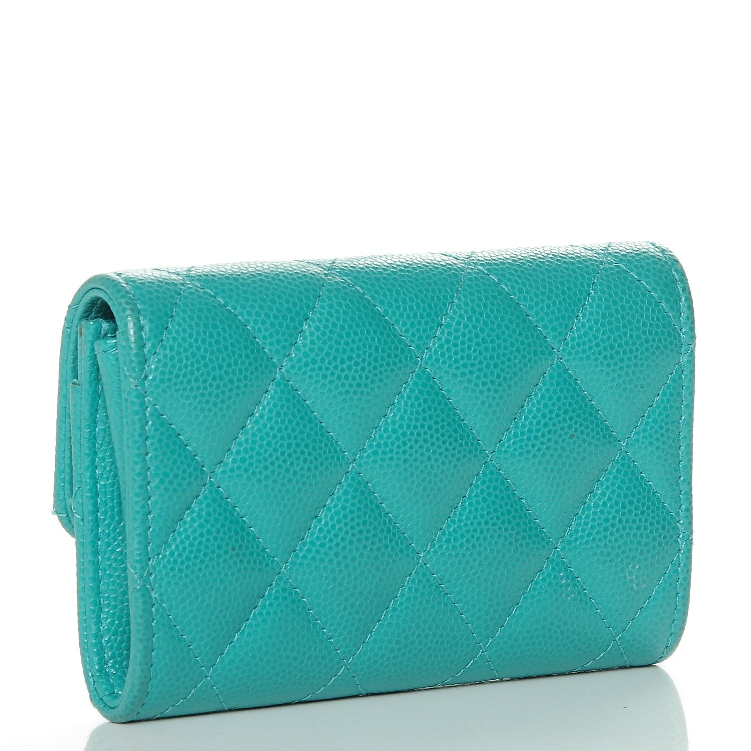 Chanel Caviar Quilted Flap Card Holder Turquoise 3 of 8