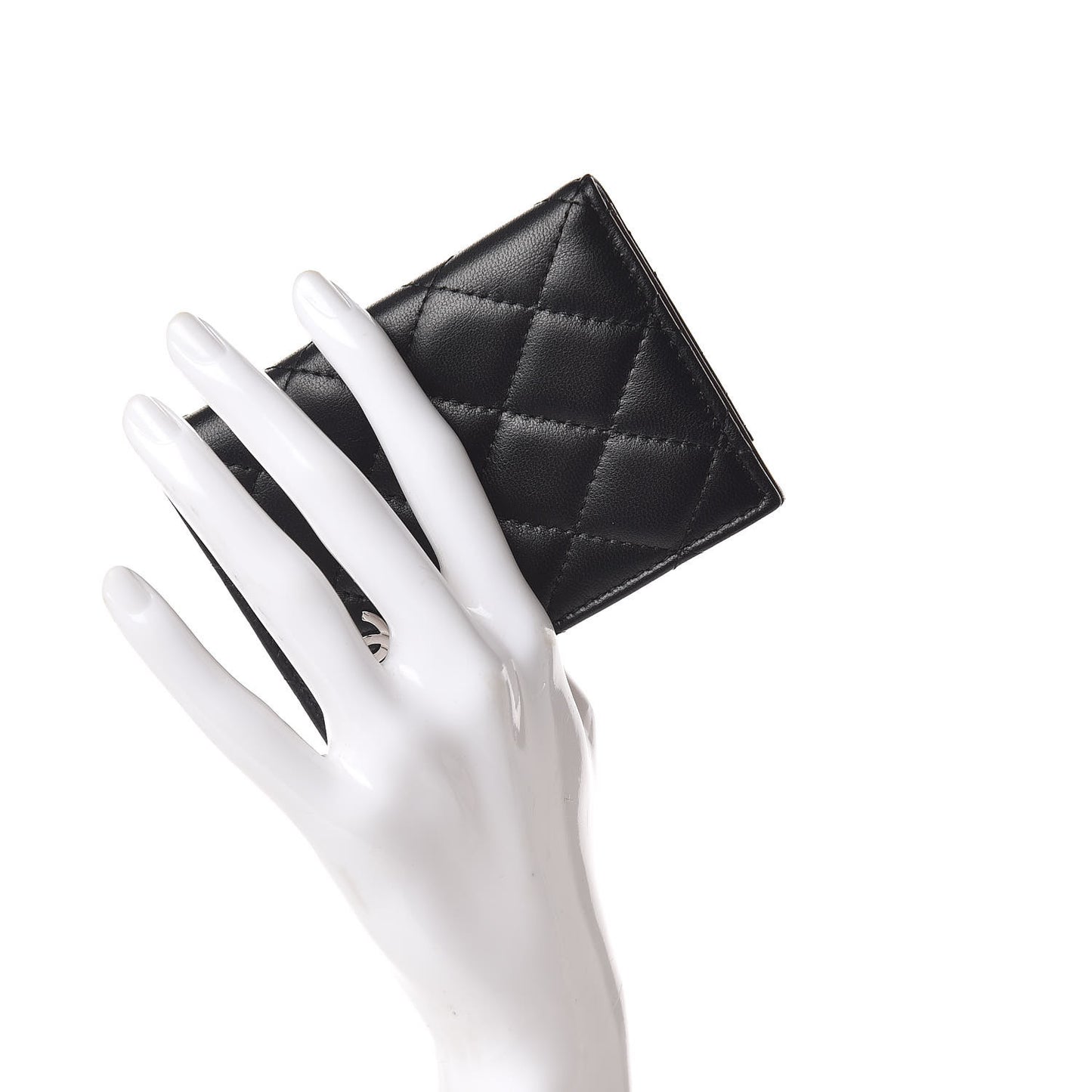Lambskin Quilted Card Holder Wallet Black