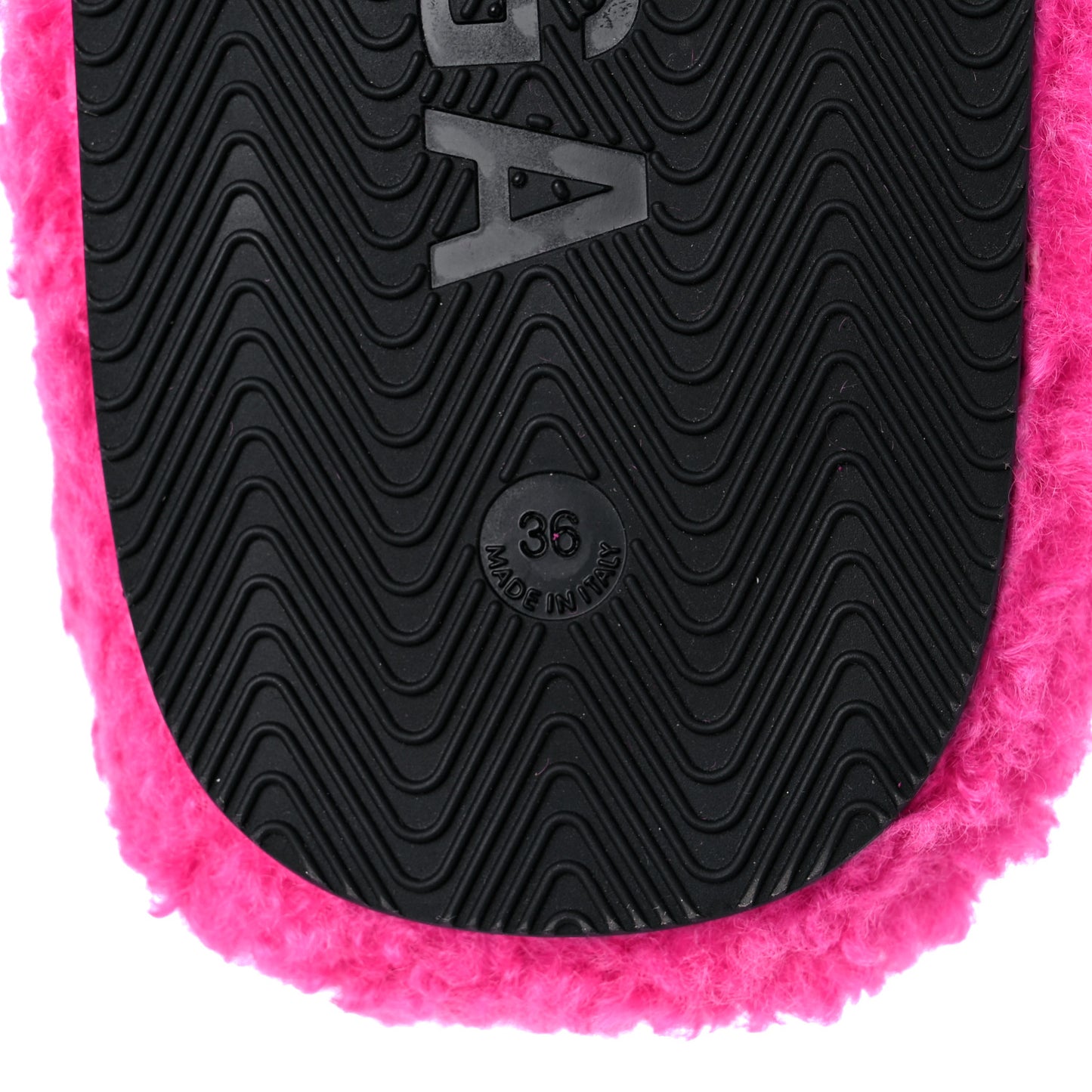 Faux Shearling Political Campaign Logo Slide Sandals 36 Pink White Blue