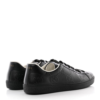 Gucci Calfskin GG Tennis Embossed Mens Ace Sneakers 10 Black 4 of 22