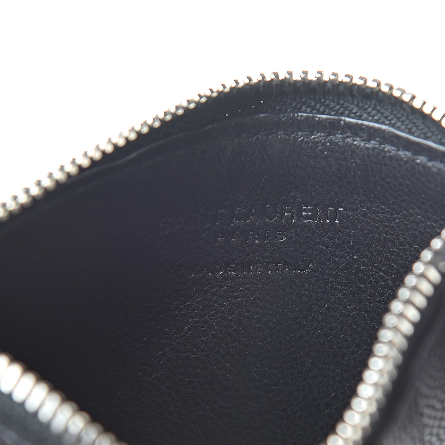 Grained Calfskin 5 Fragments Zip Pouch Card Holder Black