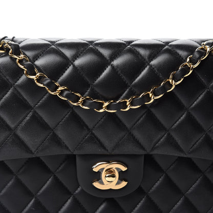Chanel Lambskin Quilted Medium Double Flap Black 12 of 13