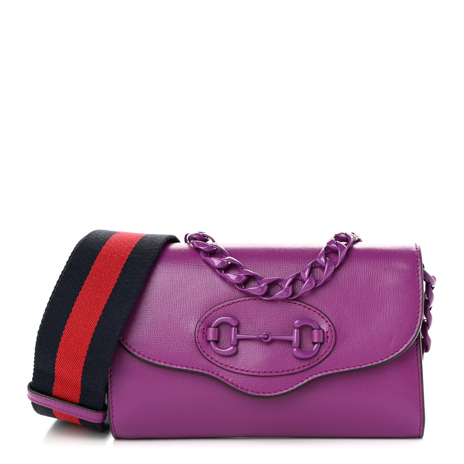Gucci Azalea Calfskin Web Small Horsebit 1955 Crossbody Bag Spicy Cyclamin 1 of 10