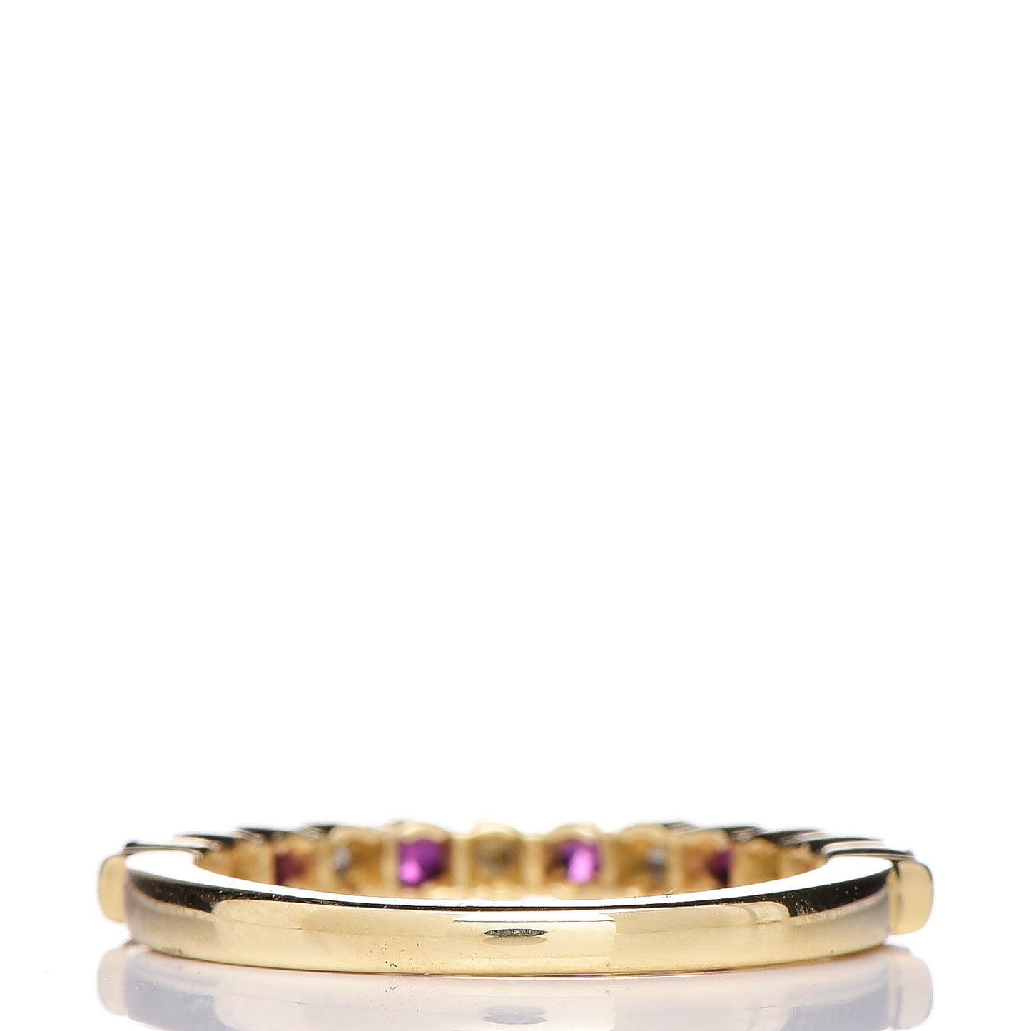 18K Yellow Gold Diamond Ruby Band Ring 48 4.25
