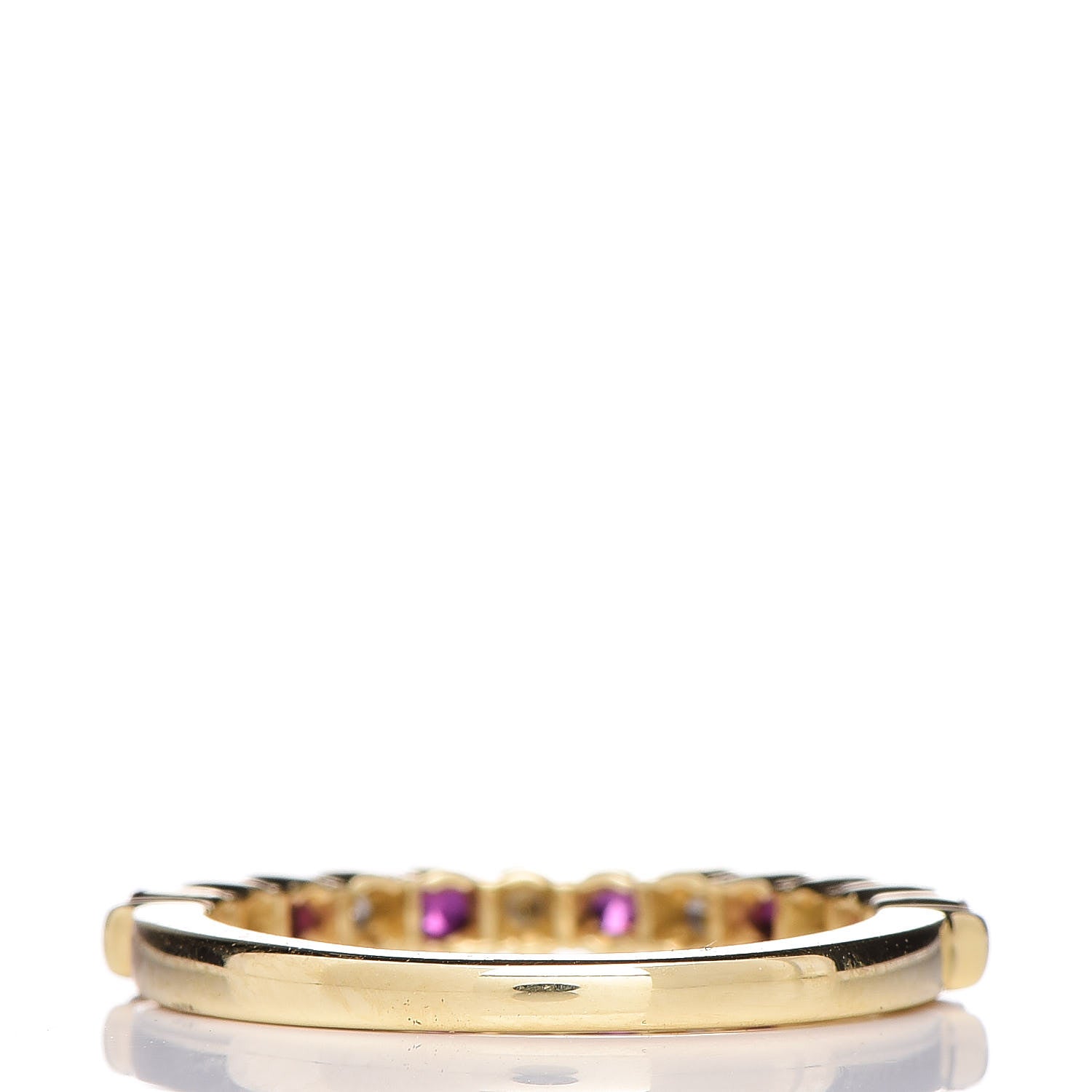 Tiffany 18K Yellow Gold Diamond Ruby Band Ring 48 4.25 4 of 5