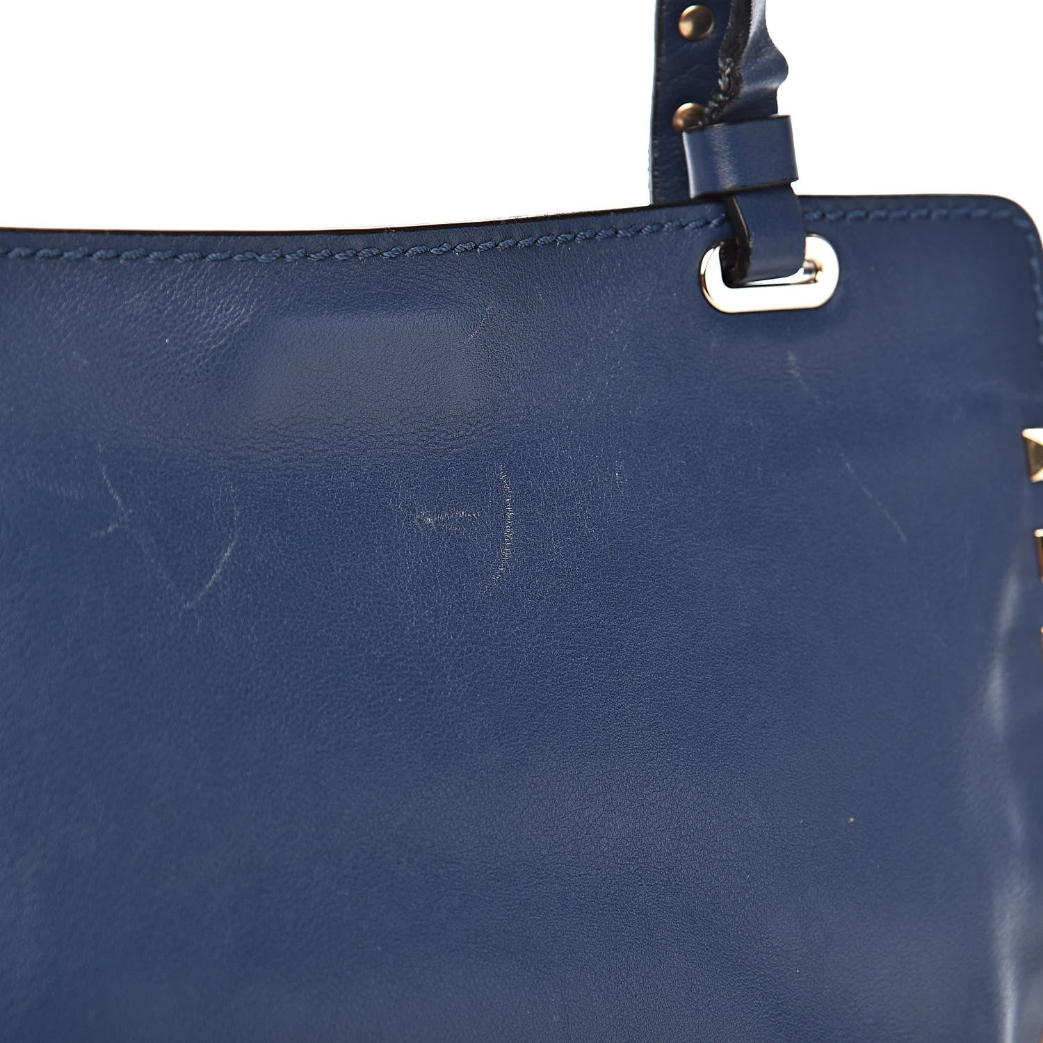 Valentino Garavani Vitello Small Rockstud Tote Indigo 9 of 12