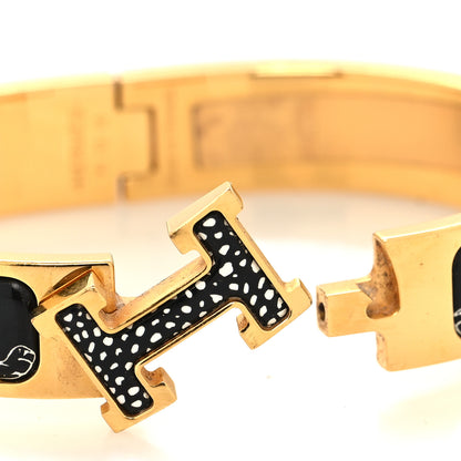 Hermes Enamel Narrow Print Guepards Clic Clac H Bracelet PM Positif Negatif 4 of 5