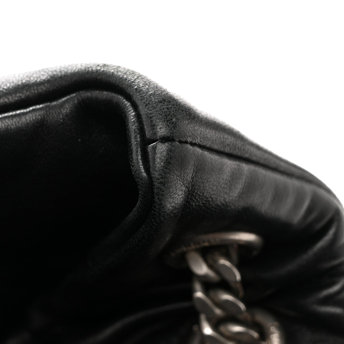 Lambskin Quilted Medium Loulou Puffer Monogram Chain Satchel Black