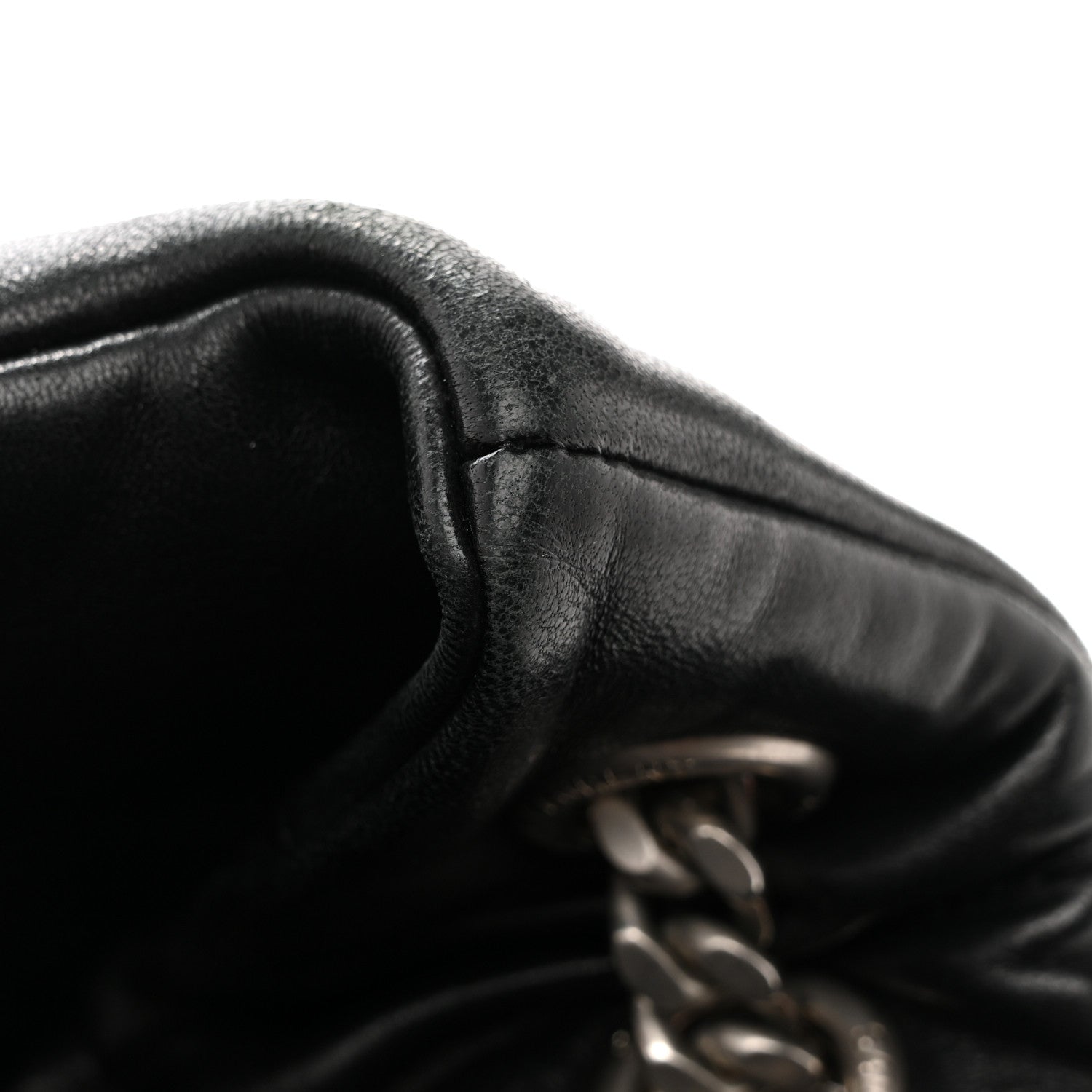 Saint Laurent Lambskin Quilted Medium Loulou Puffer Monogram Chain Satchel Black 14 of 15