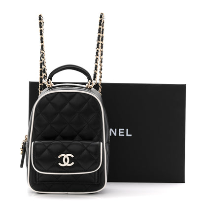 Chanel Lambskin Quilted Mini Backpack Black White 12 of 12