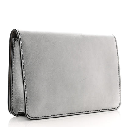 Christian Dior Metallic Smooth Calfskin Dio(r)evolution Flap Clutch Silver 3 of 11