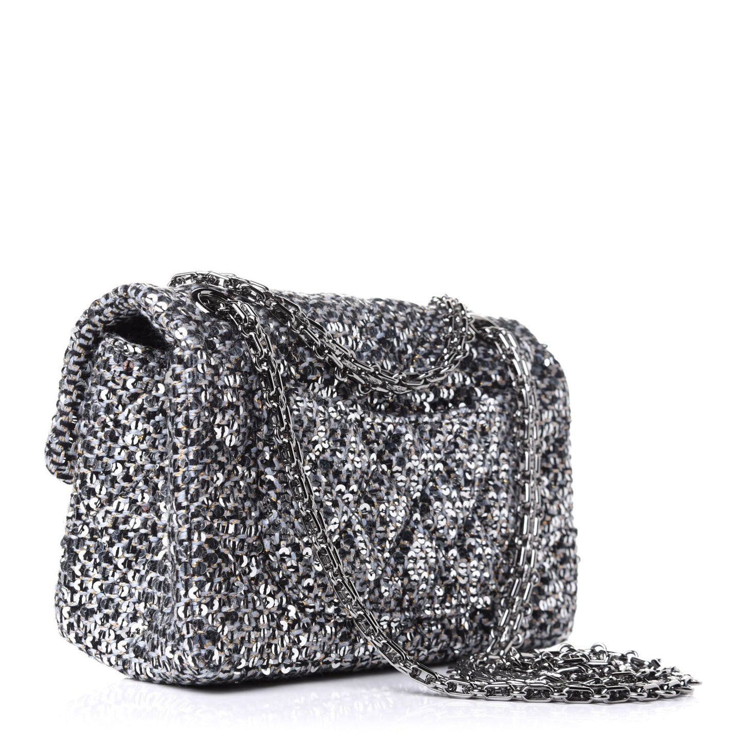 Tweed Quilted 2.55 Reissue Mini Flap Silver Black Gold