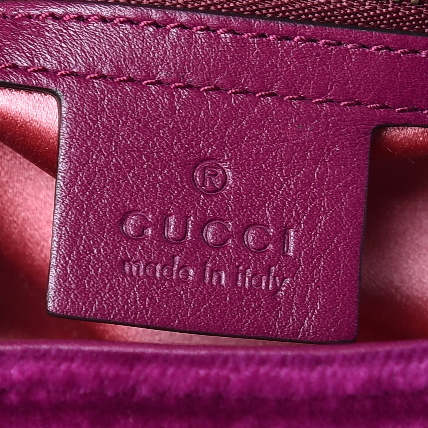 Velvet Matelasse Small GG Marmont Shoulder Bag Fuchsia Violet Cyclamen