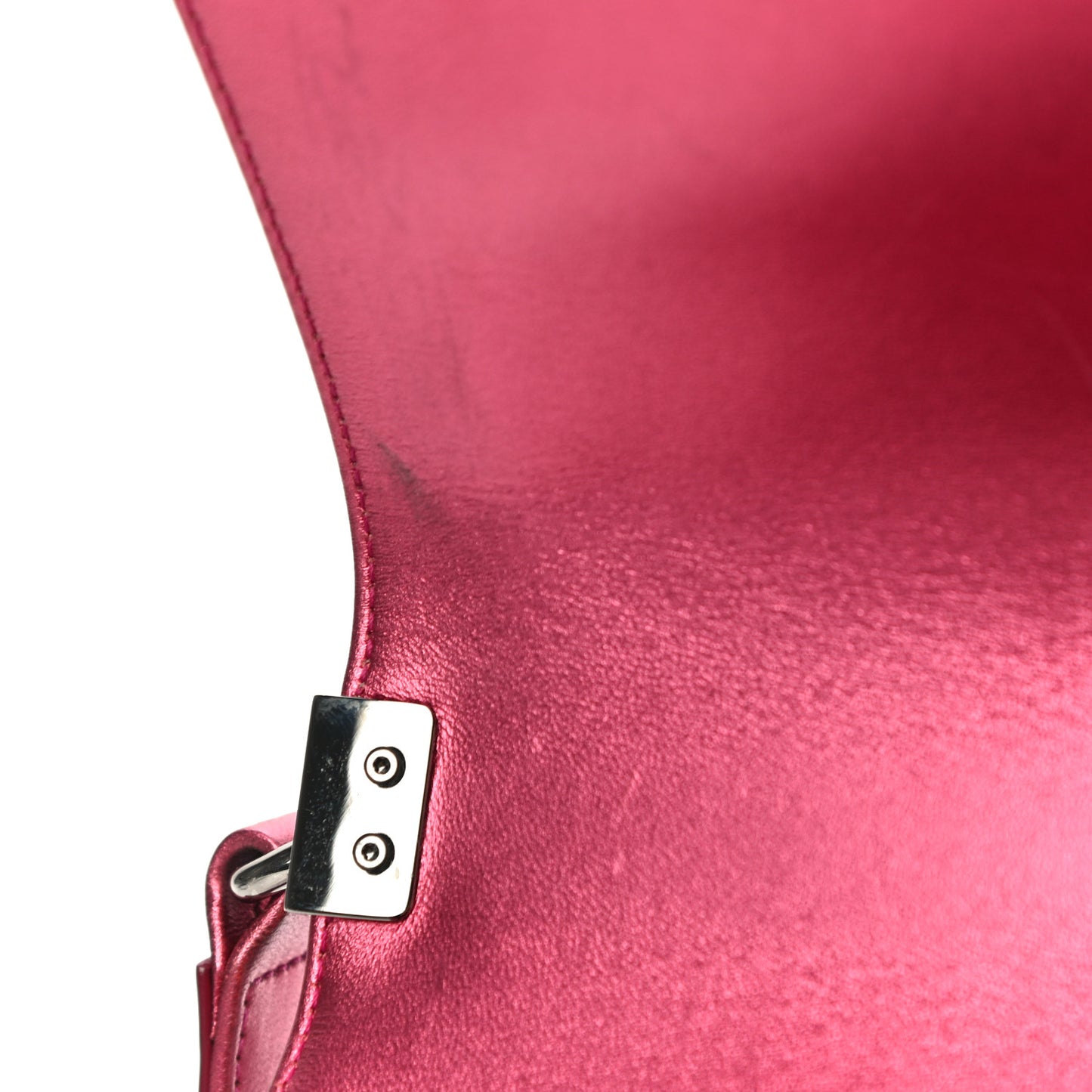 Metallic Patent Quilted New Medium Boy Flap Fuchsia
