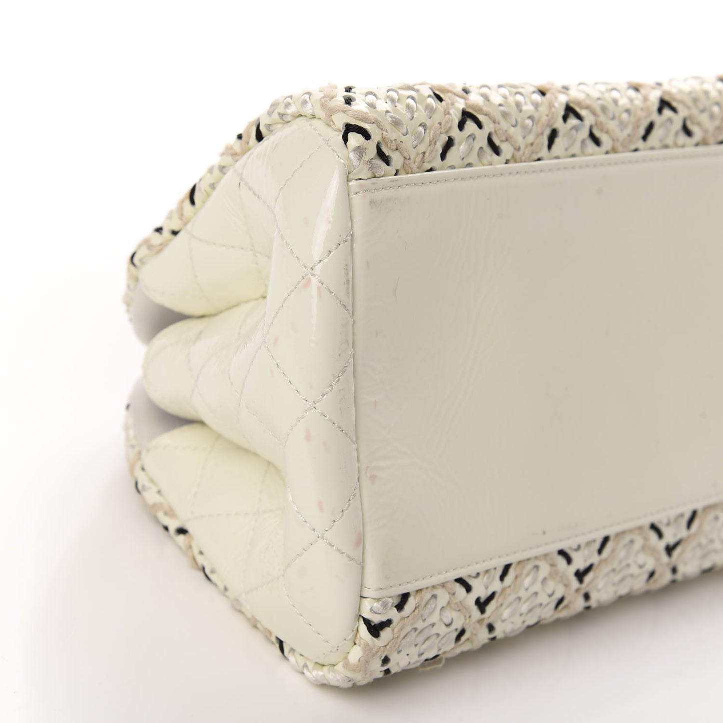 Patent Hand Embroidered Medium Just Mademoiselle White