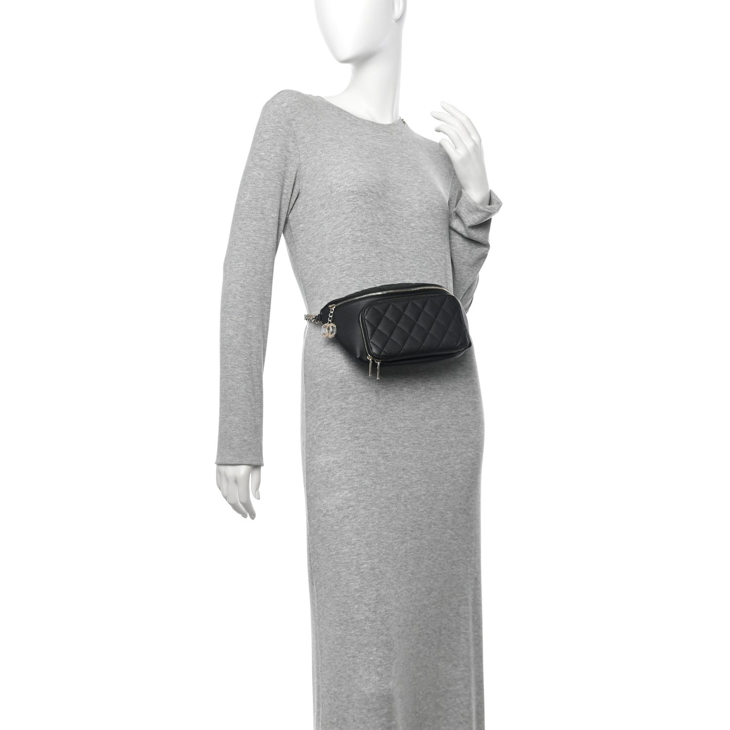 Caviar Quilted Business Affinity Waist Belt Bag Black