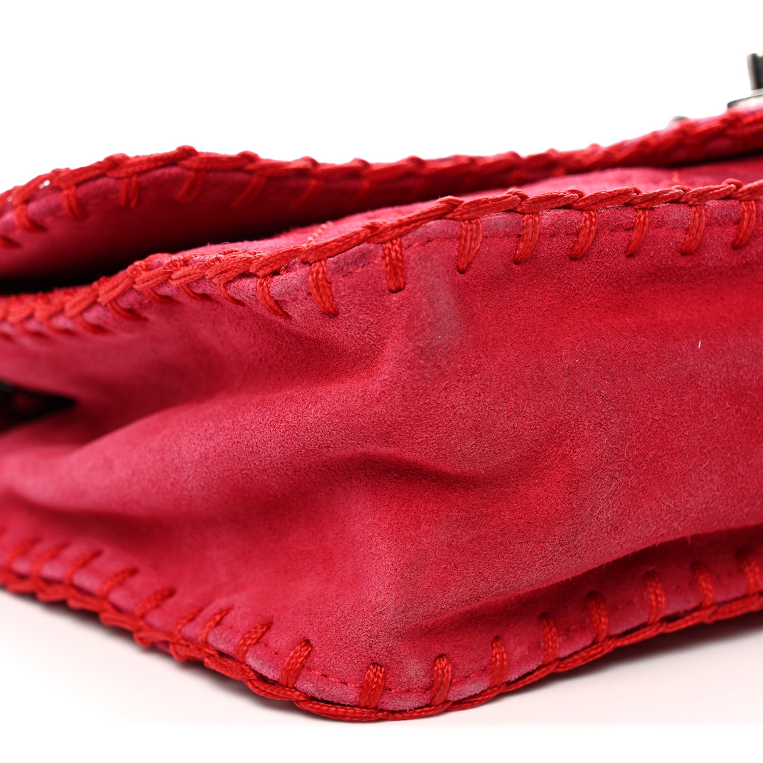 Chanel Suede Quilted Whipstitch Flap Red 9 of 10