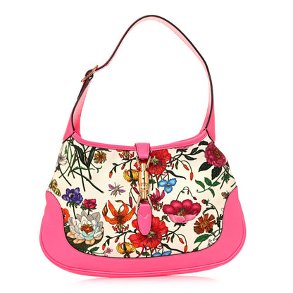 Gucci Canvas Flora Medium Jackie Hobo Fuchsia 1 of 13