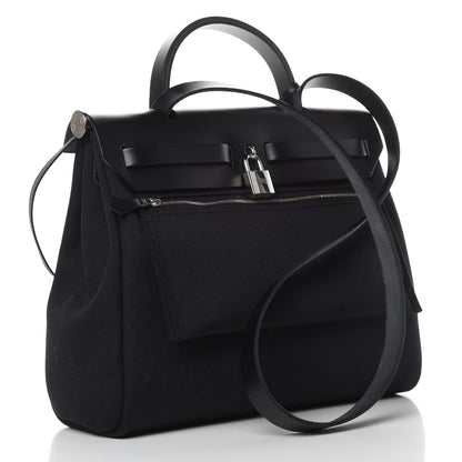 Hermes Military Toile Vache Hunter Herbag Zip PM 31 Black 4 of 12