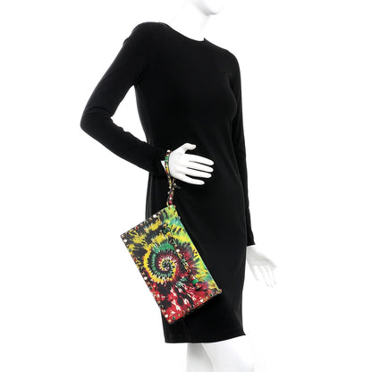 Valentino Garavani Pebbled Calfskin Tie Dye Rockstud Rolling Wristlet Clutch Multicolor 2 of 8