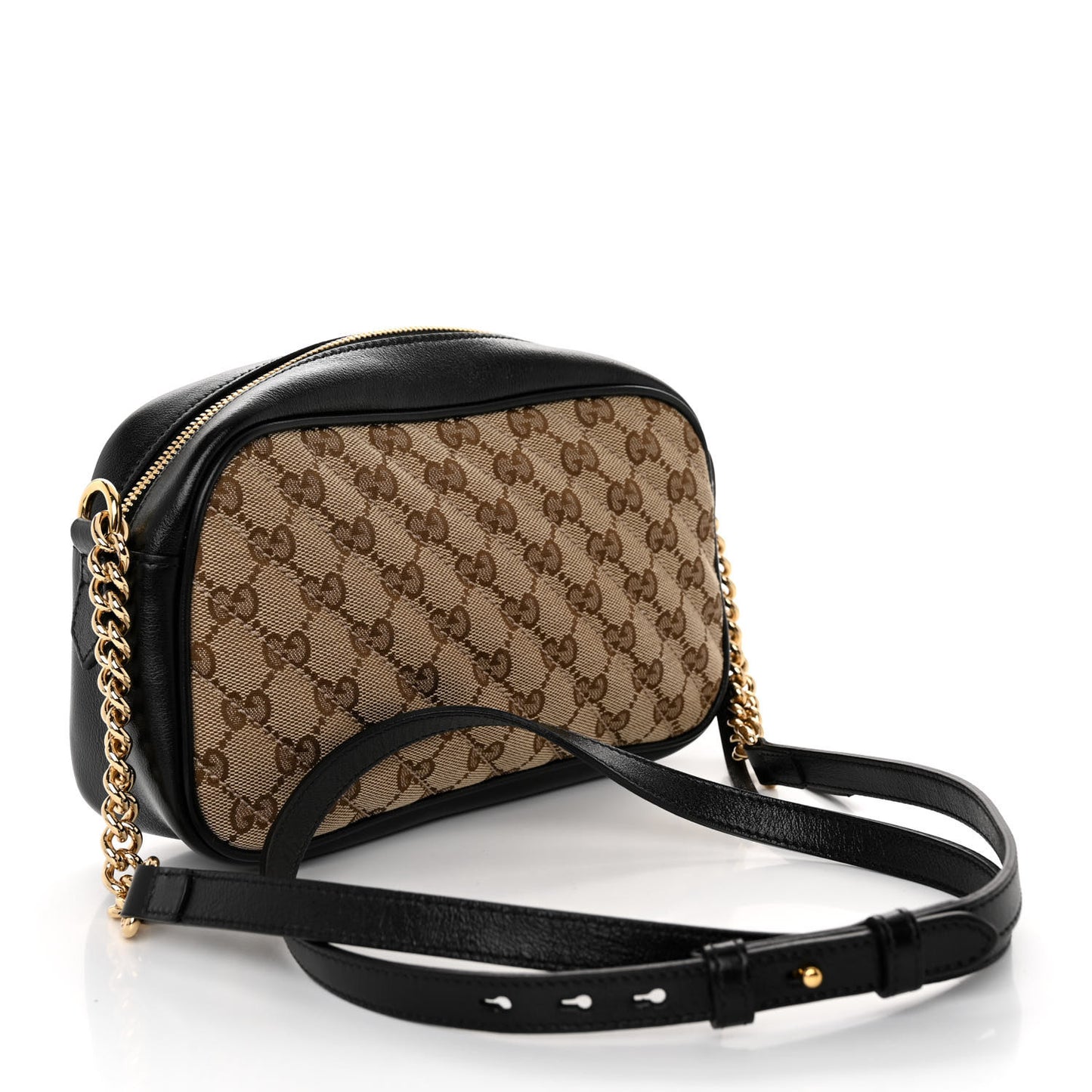 Monogram Matelasse Diagonal Small GG Marmont Chain Shoulder Bag Beige Black