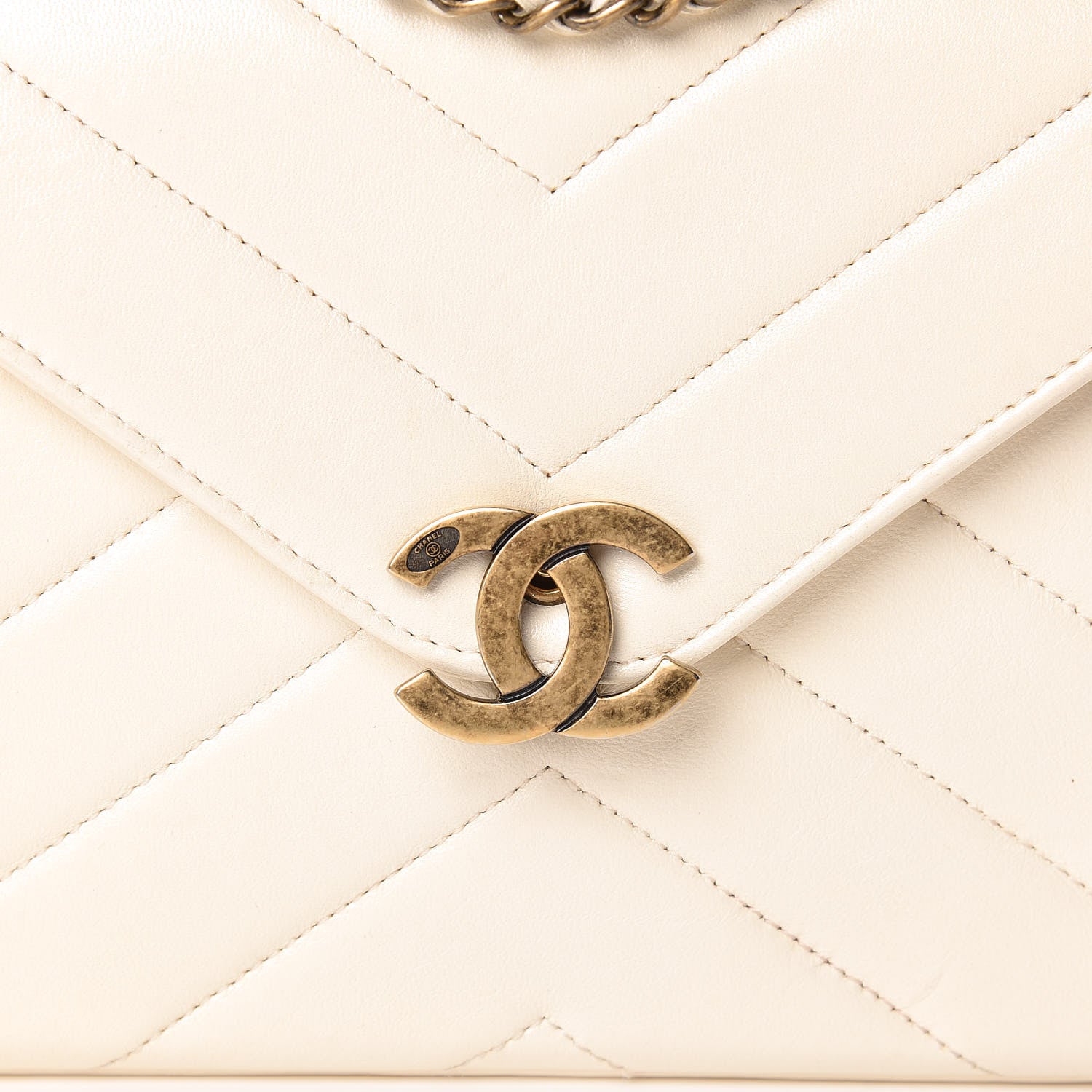 Chanel Lambskin Chevron Quilted Envelope Flap White 8 of 21