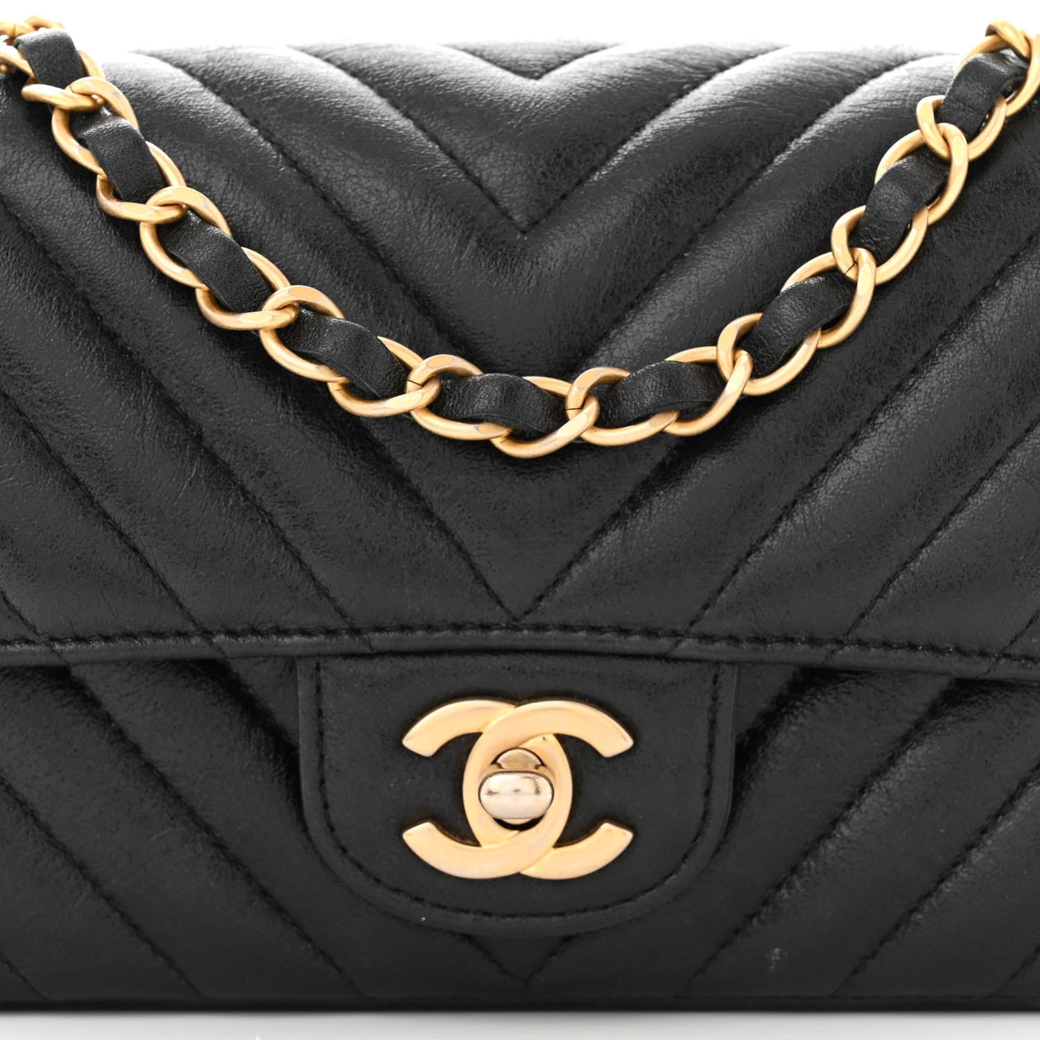 Chanel Iridescent Calfskin Chevron Quilted Mini Rectangular Flap Black 8 of 13