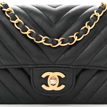 Chanel Iridescent Calfskin Chevron Quilted Mini Rectangular Flap Black 8 of 13