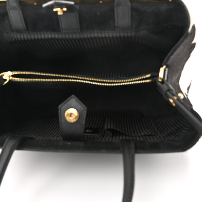 Fendi Vitello Elite Calf Hair Cow Print Regular 2Jours Tote Black White 5 of 10