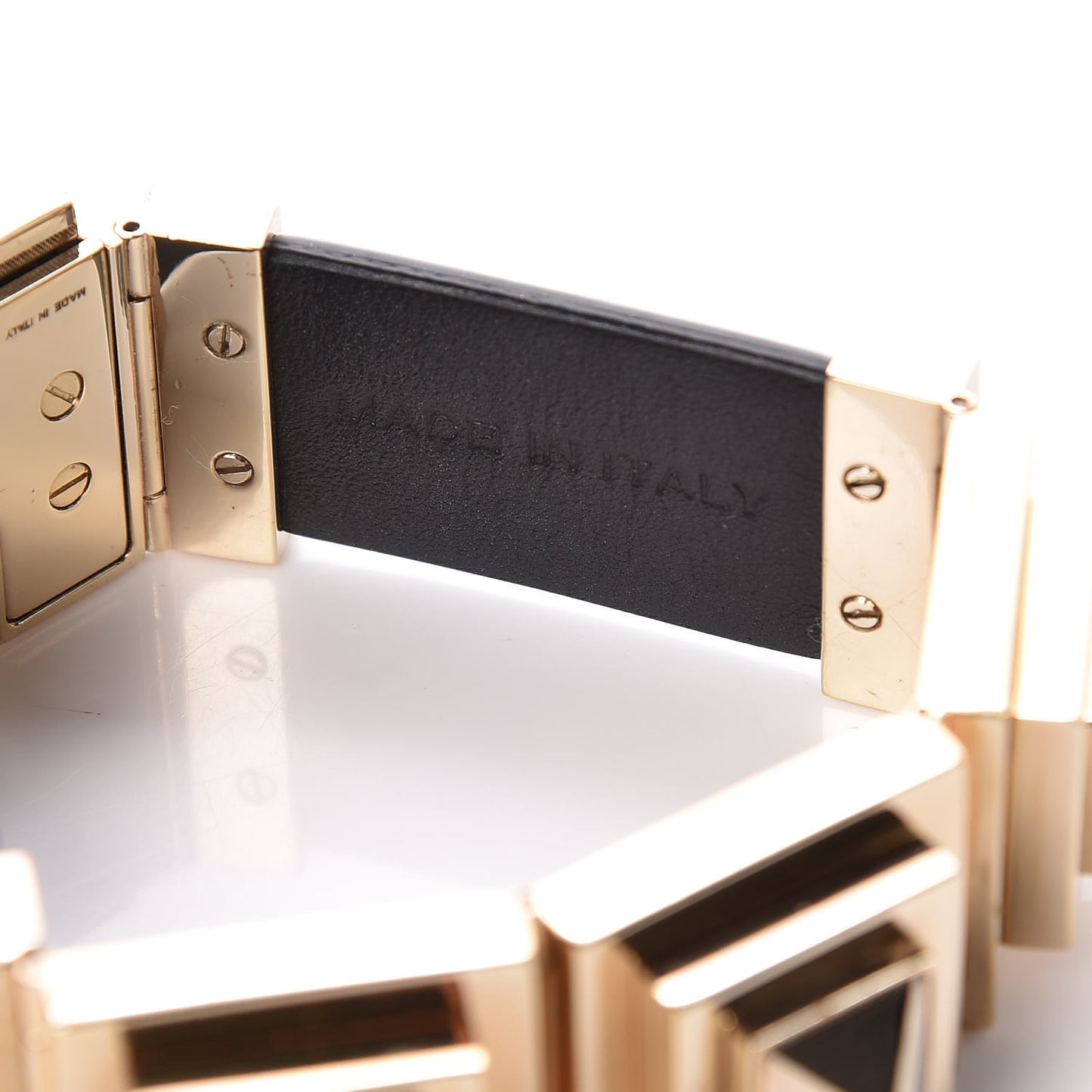 Calfskin Rockstud Bracelet Black Gold