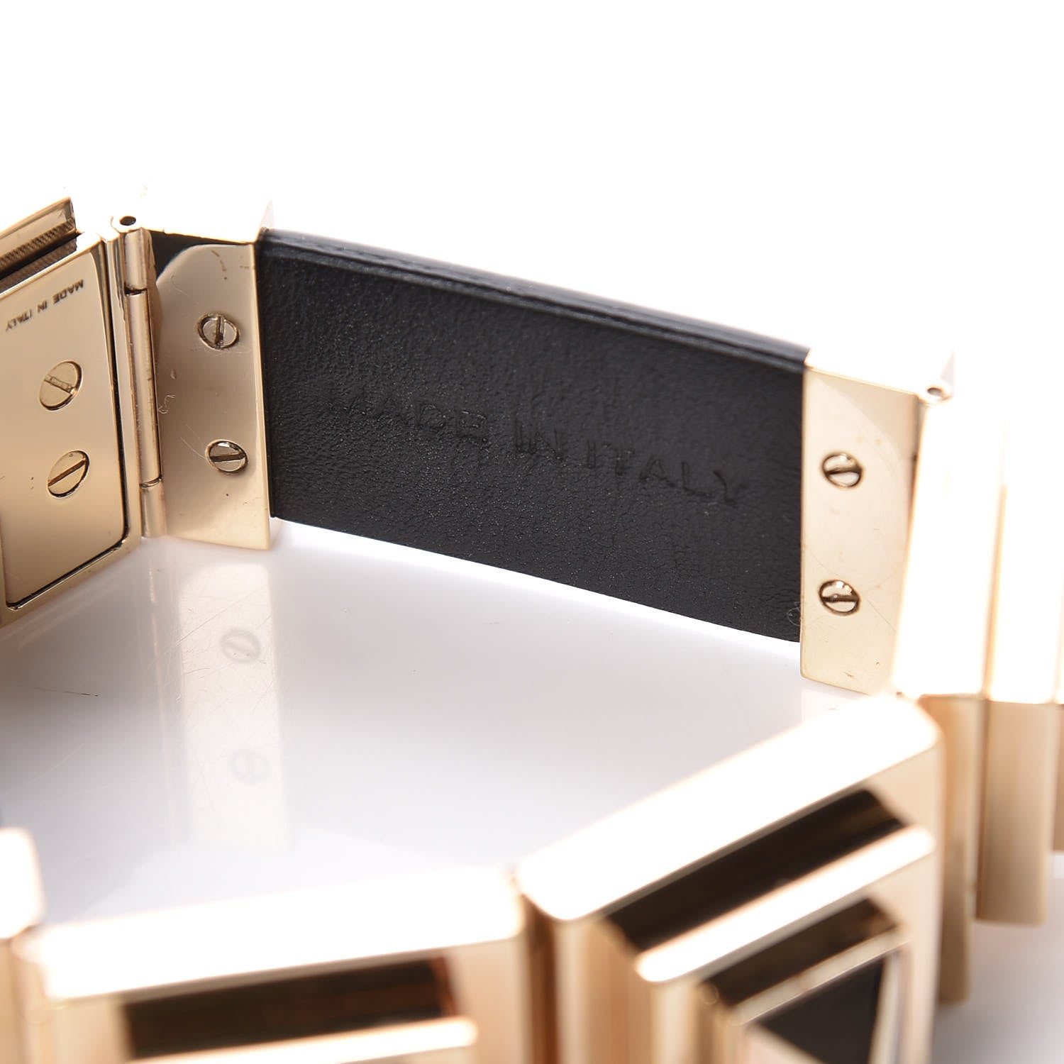Valentino Garavani Calfskin Rockstud Bracelet Black Gold 4 of 5