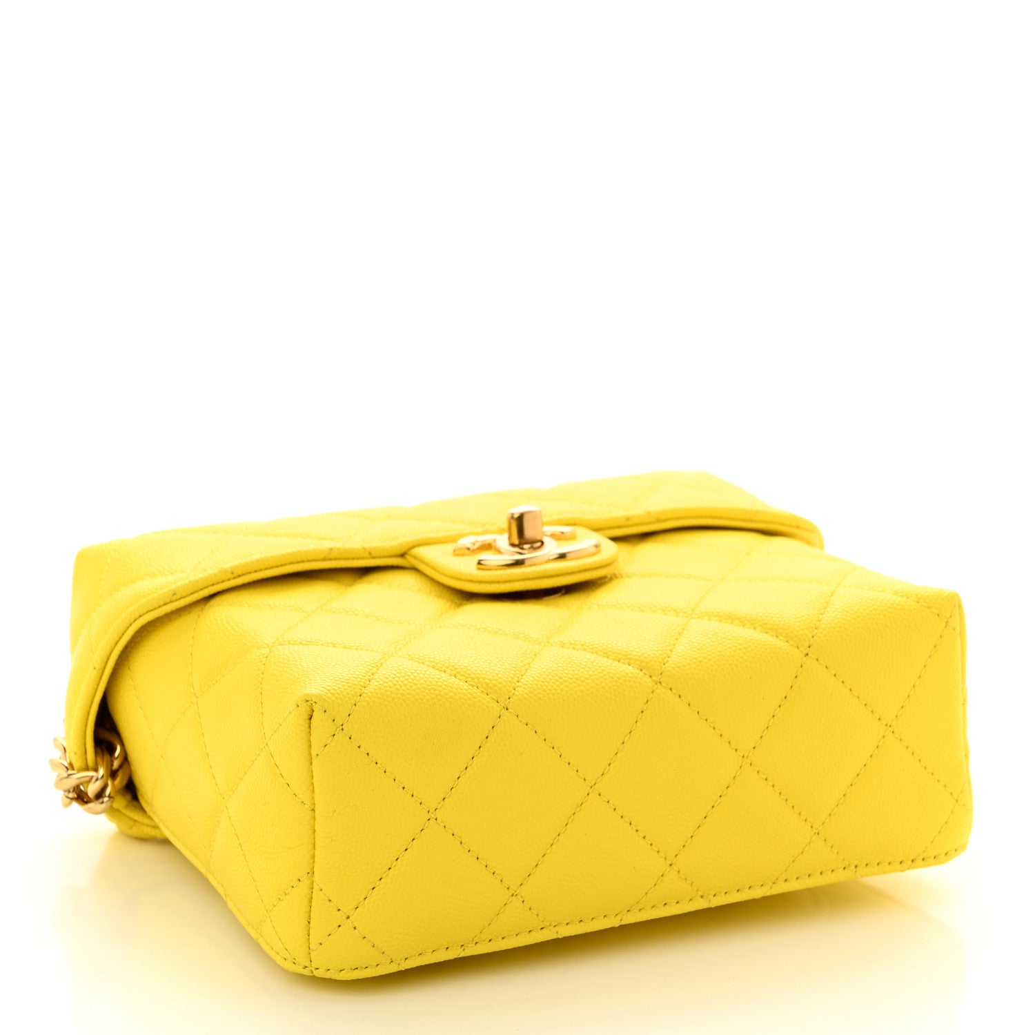 Chanel Caviar Quilted Handy Box Vanity Case Yellow 4 of 10