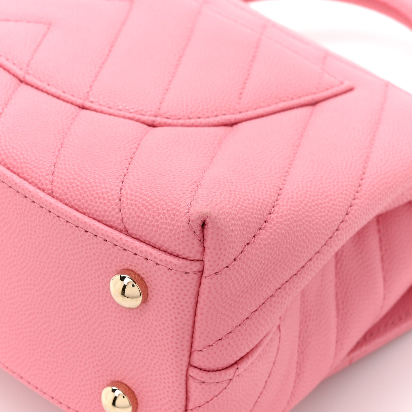 Caviar Chevron Quilted Mini Coco Handle Flap Pink